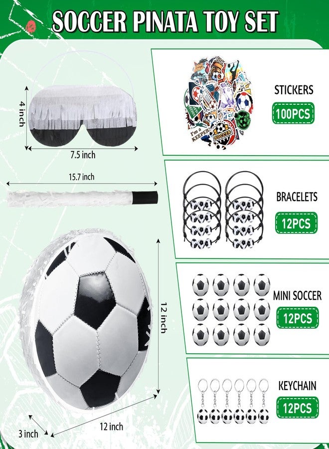 Ecation 1 Ball Piñata Set with Blindfold, Baton and Paper Scrap, Stickers, Keychains, Bracelets, Mini Balls for Birthday Decoration Sport Themed Party Supplies(Soccer) - Image 2